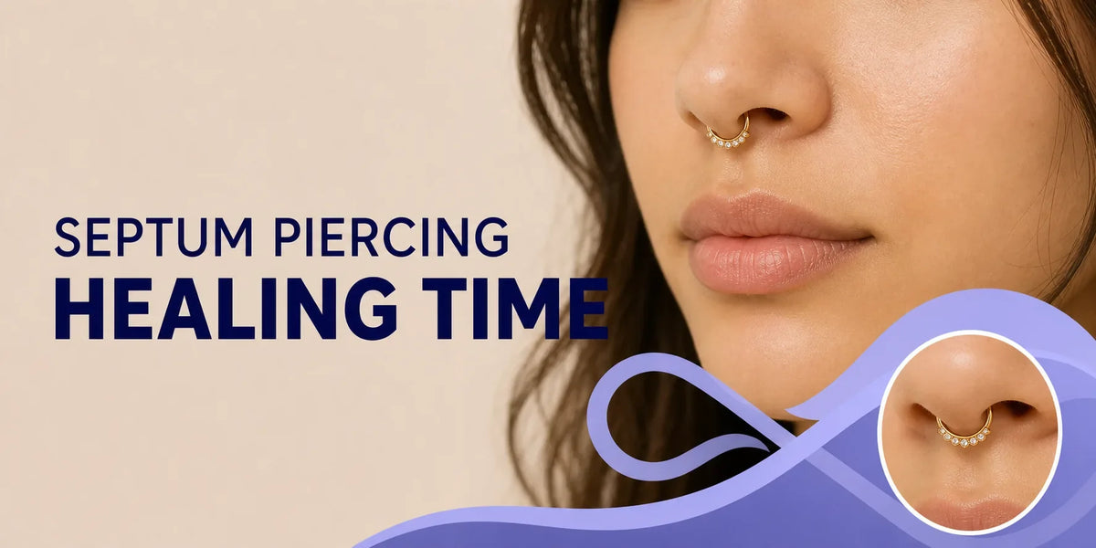 Septum piercing healing time guide banner
