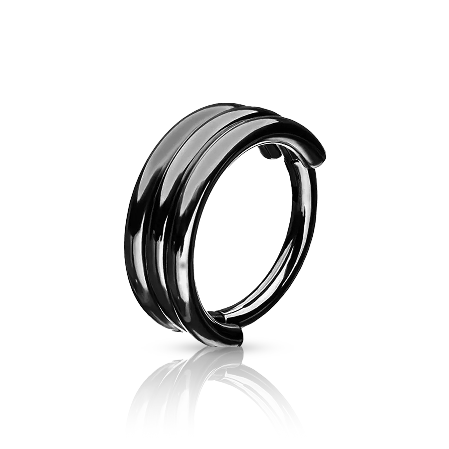 3 Stripes Ring Daith Piercing Black