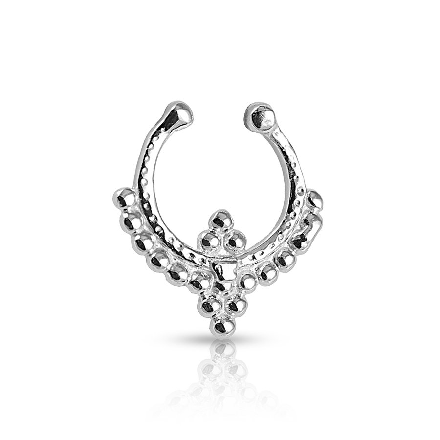Balls Fake Nose Piercing Silver