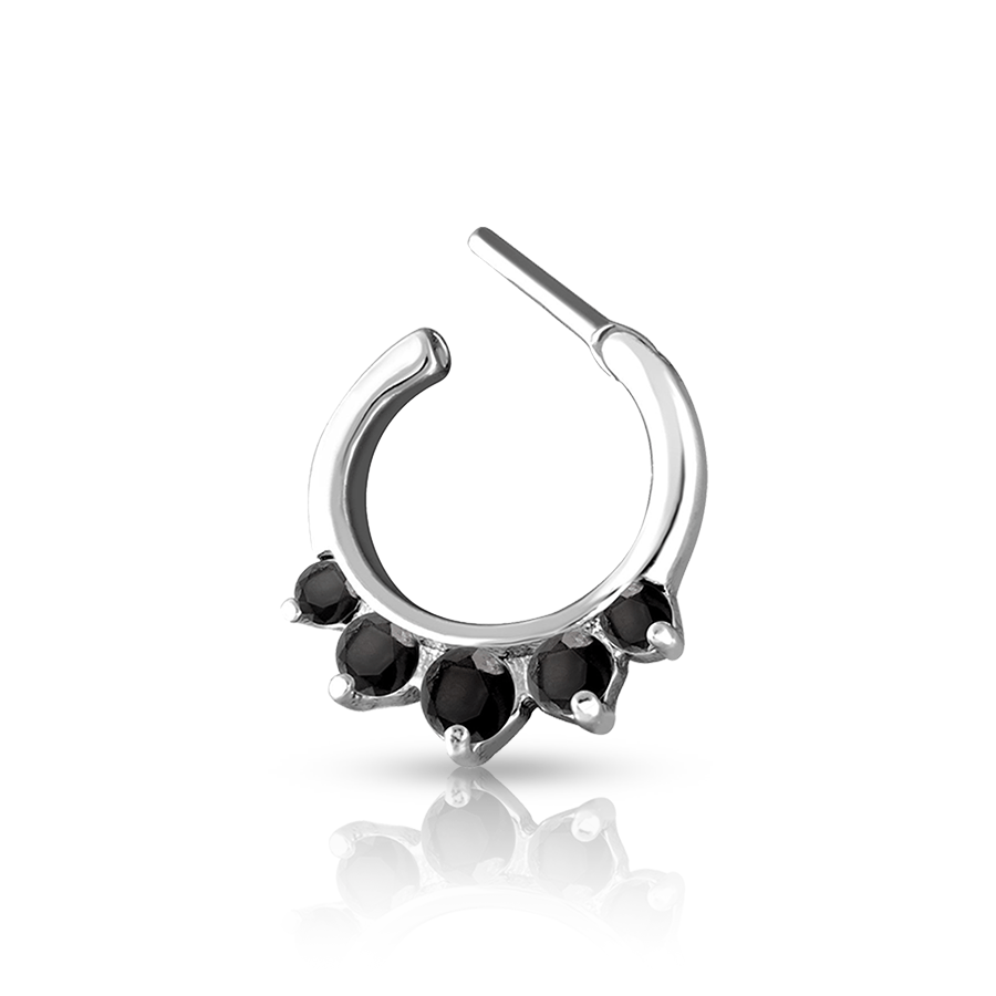 Black Ring Nose Piercing Silver