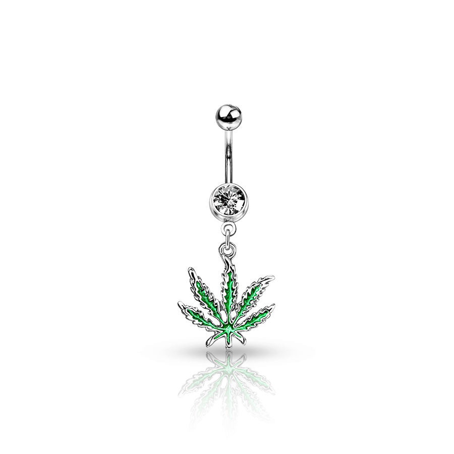 Cana Leaf Navel Piercing Green
