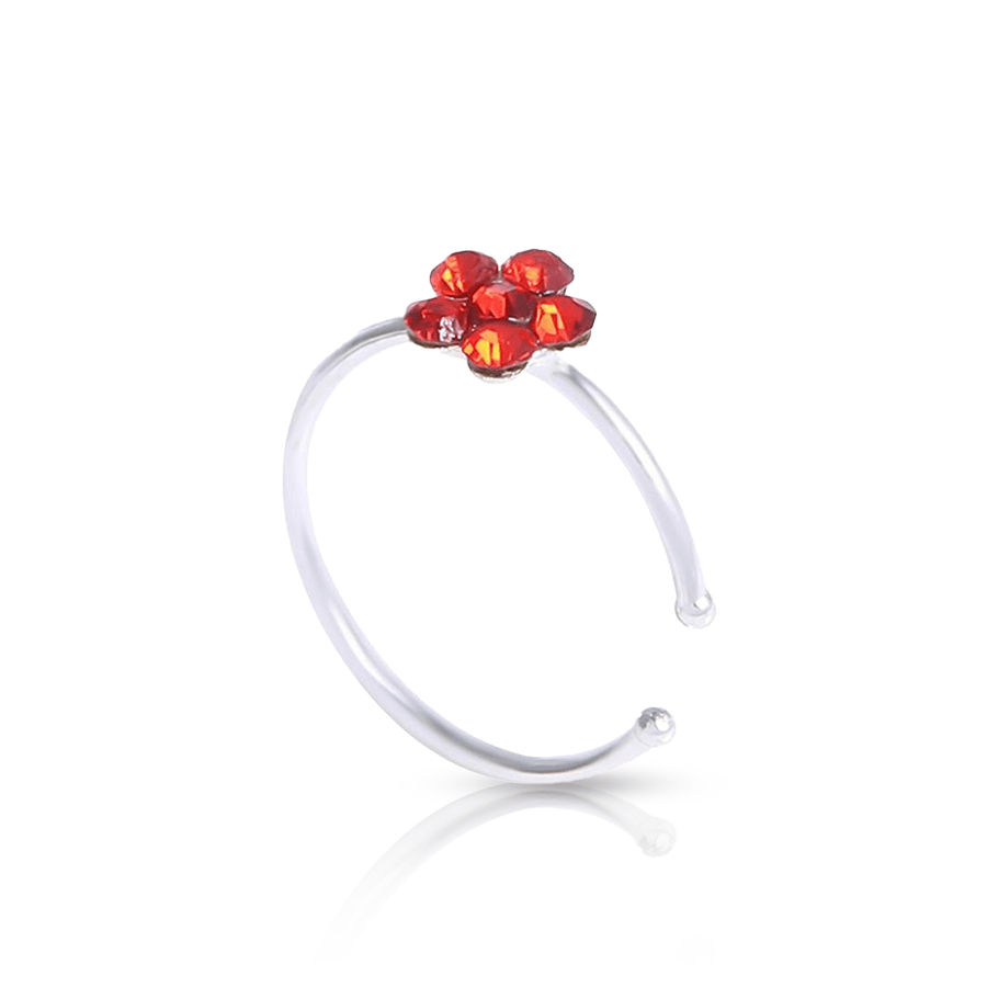 Colorful Floer Fake Nose Piercing Red