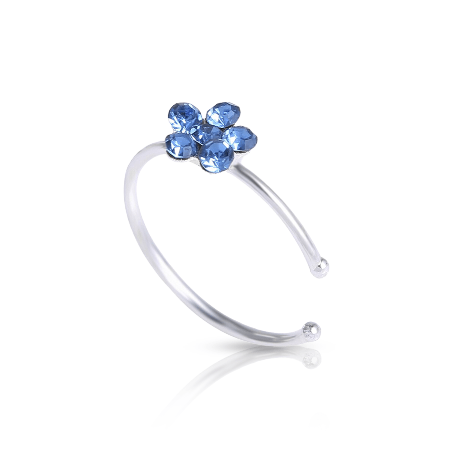 Colorful Floer Fake Nose Piercing Lake blue