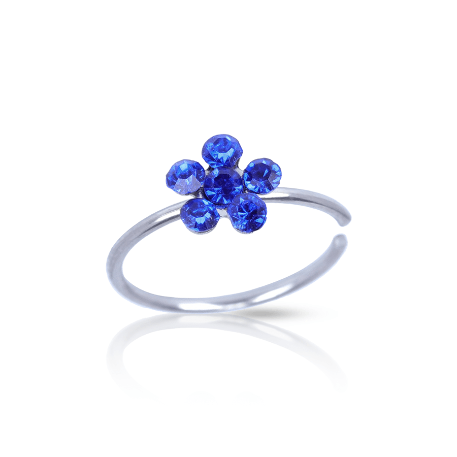 Colorful Floer Fake Nose Piercing Royal Blue