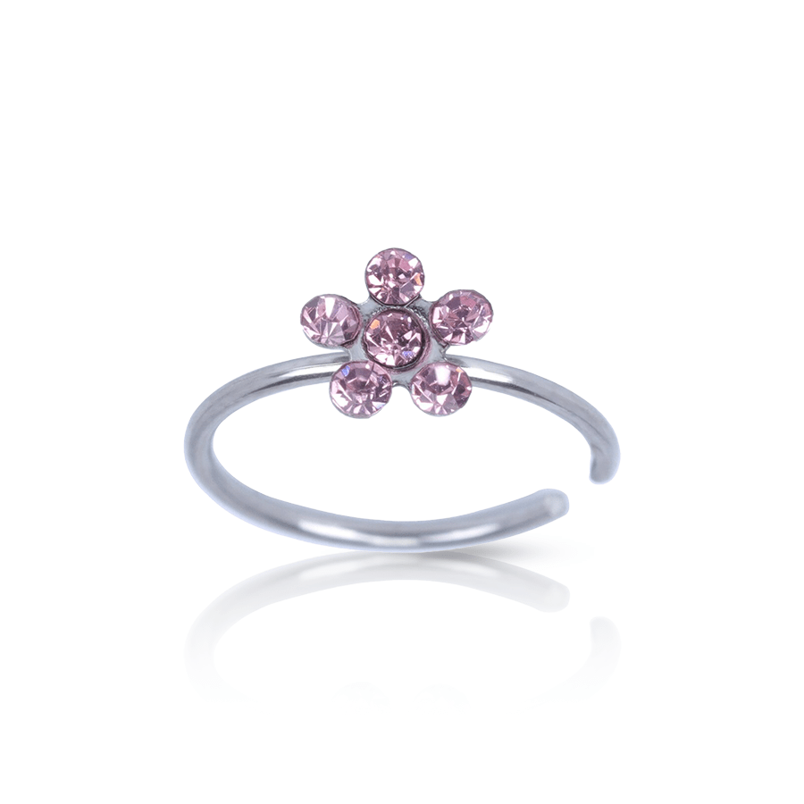 Colorful Floer Fake Nose Piercing Pink