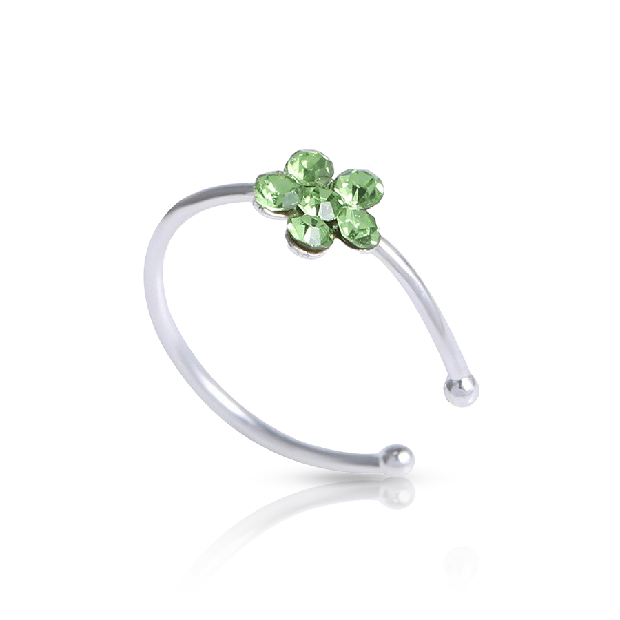 Colorful Floer Fake Nose Piercing Green