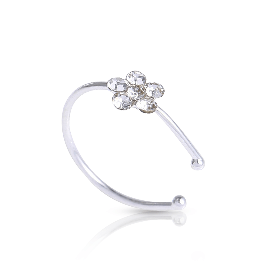 Colorful Floer Fake Nose Piercing Silver