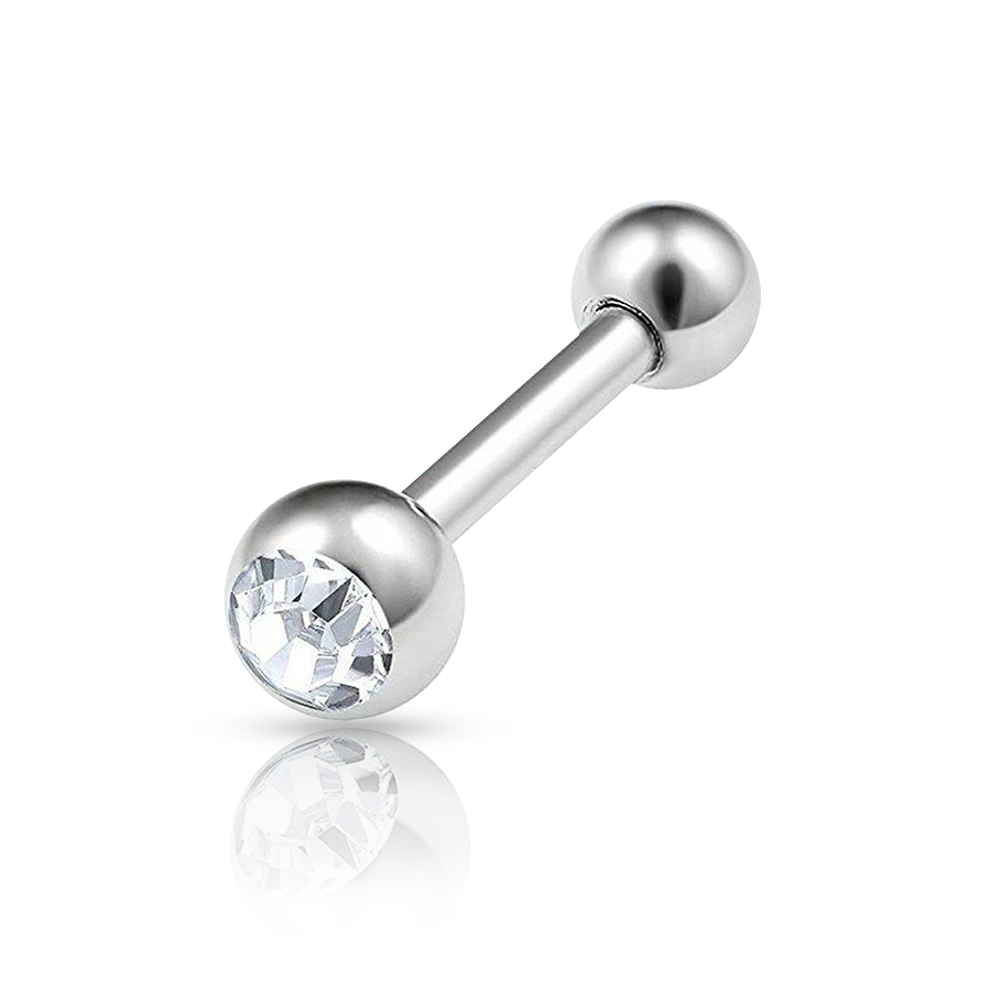 Crossbar Tongue Piercing Silver