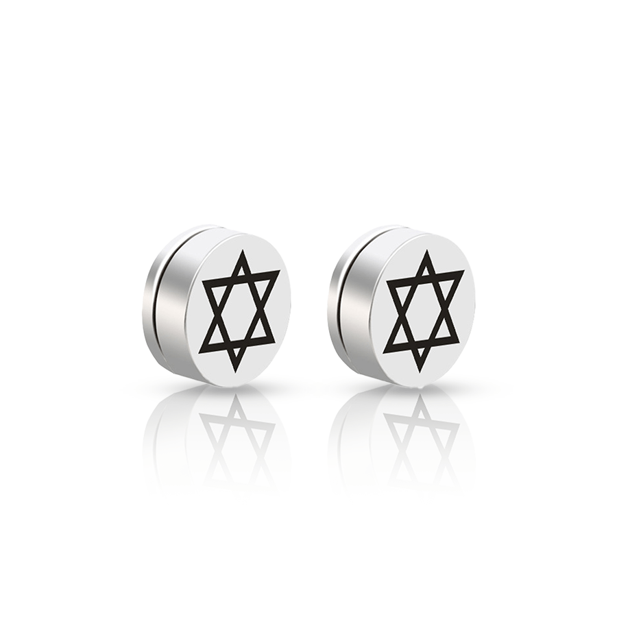 David's Star Fake Ear Plug White Par deux