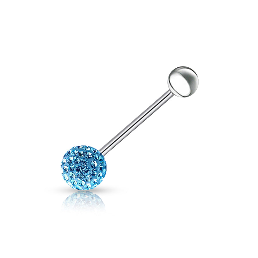 Diamond Ball Tongue Piercing Cyan Blue