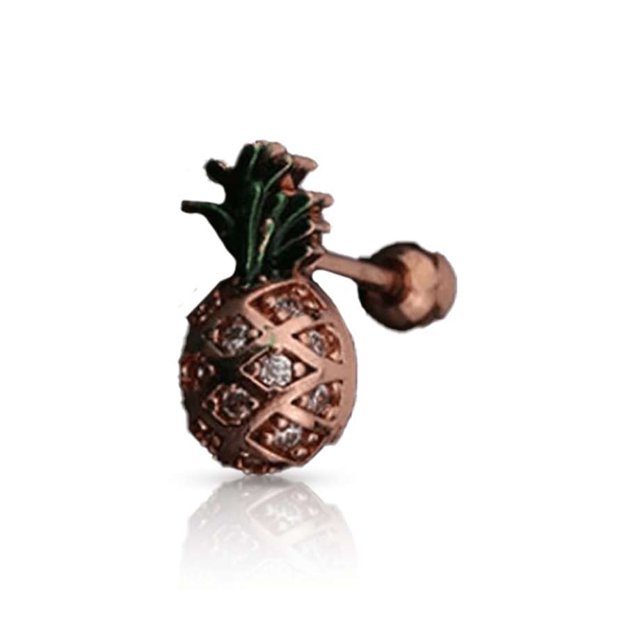 Diamond Pineapple Lobe Piercing Rose Gold