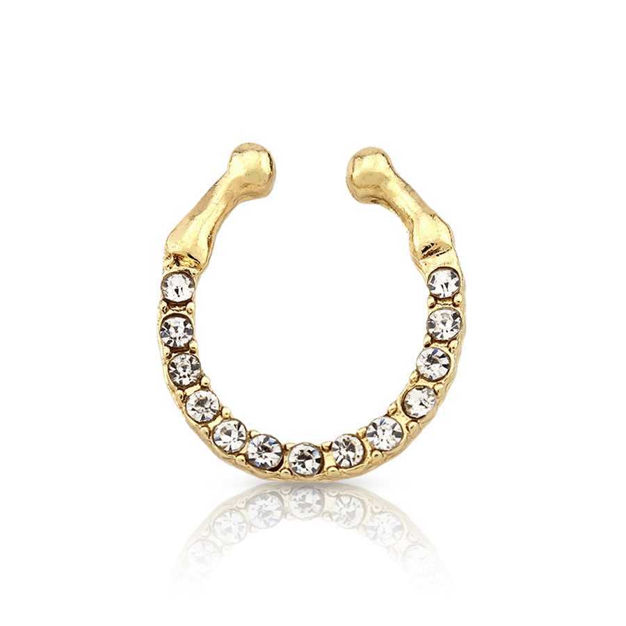 Fake Nose Piercing with Diamonds Gold