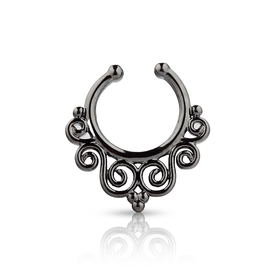 Fancy Fake Nose Piercing Black