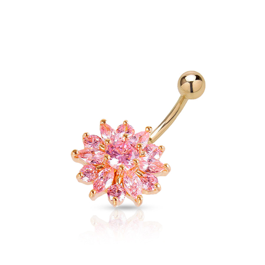 Flower Belly Button Piercing Pink