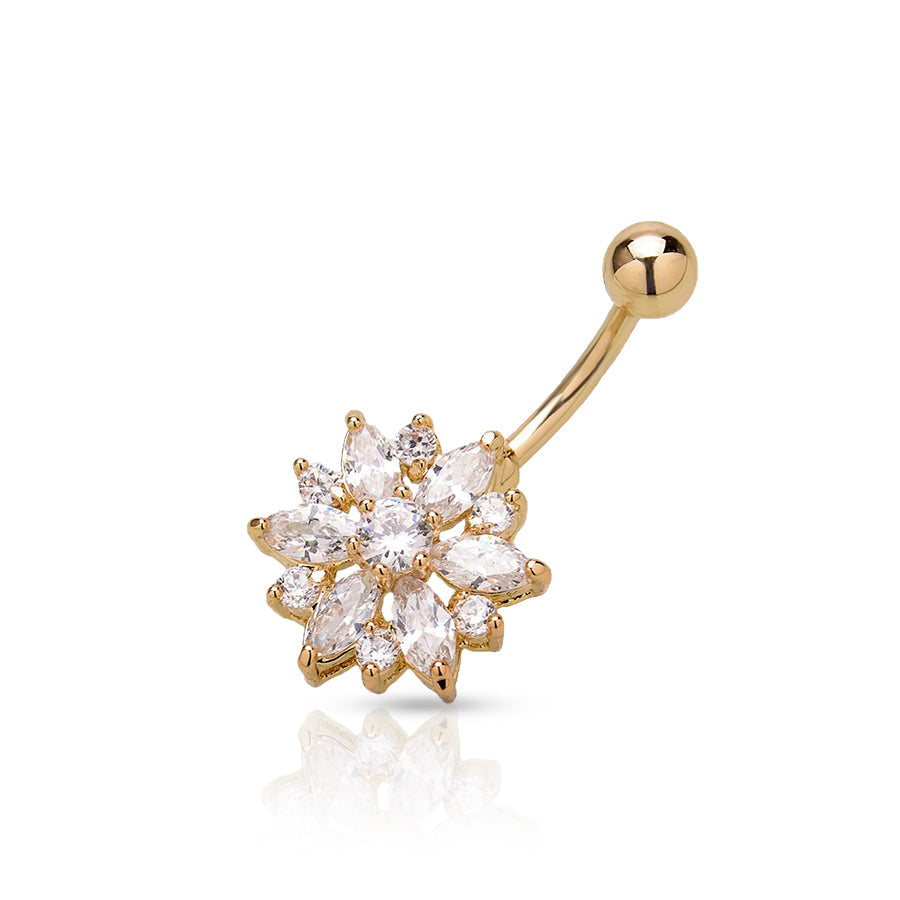 Flower Belly Button Piercing White