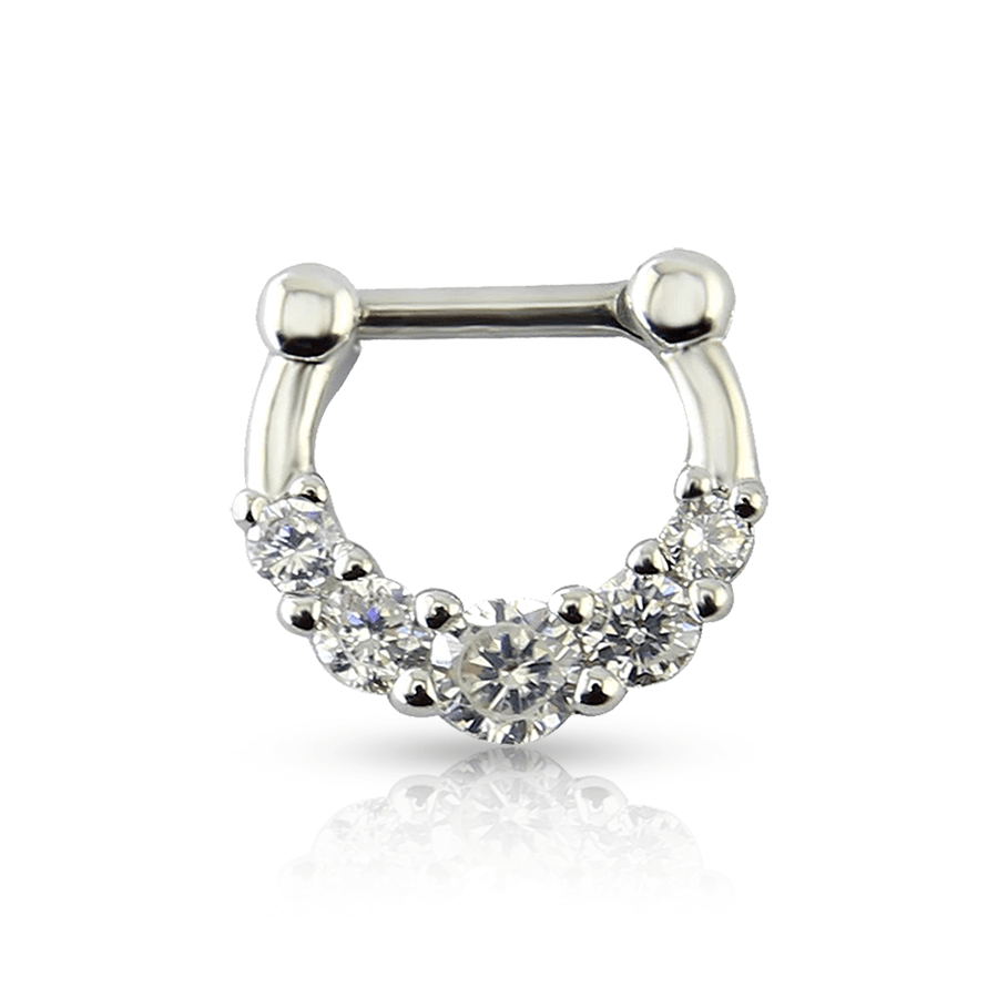 Gold Diamonds Nose Piercing Silver
