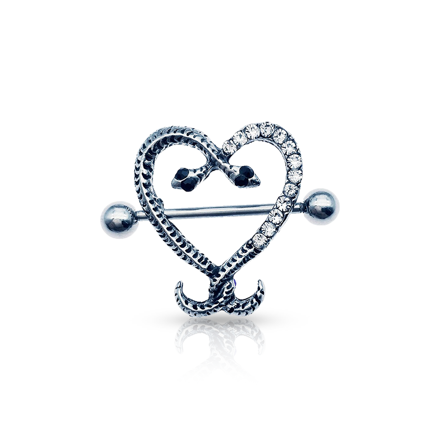 Heart-Shaped Snake Nipple Piercing
