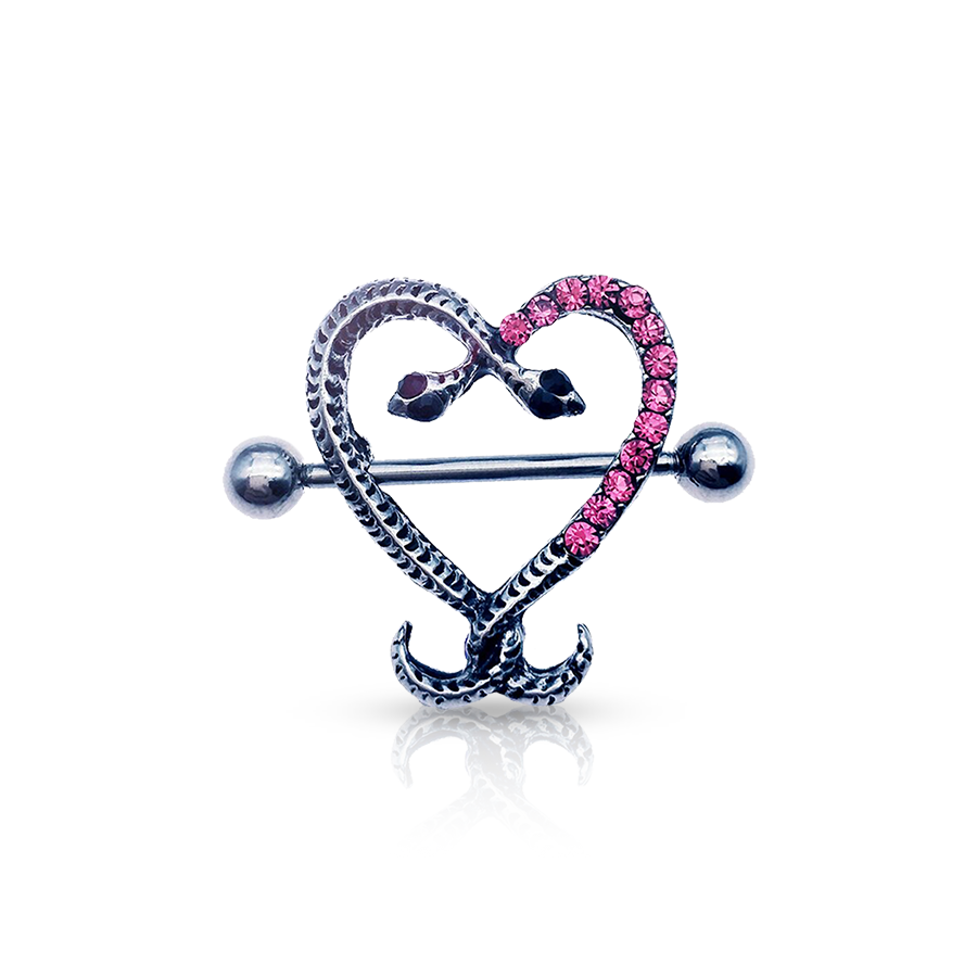 Heart-Shaped Snake Nipple Piercing