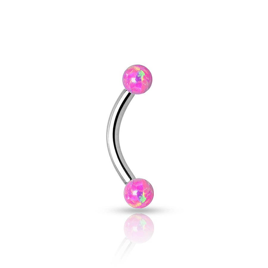 Horizontal Eyebrow Piercing Pink