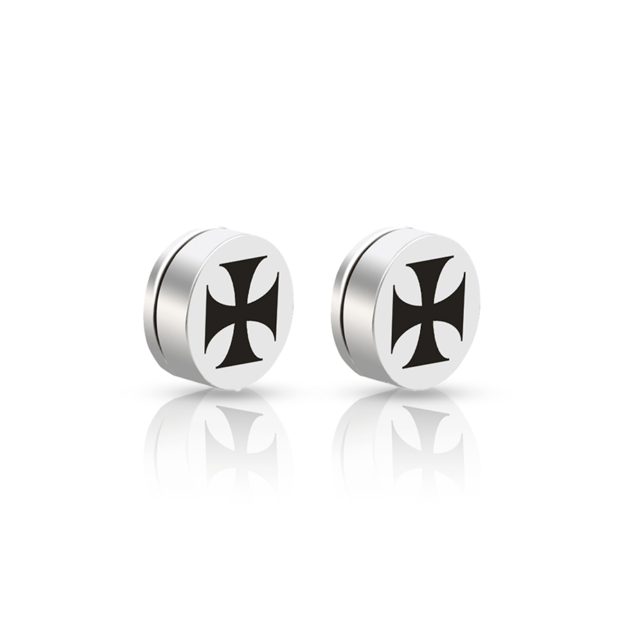 Man Fake Ear Plug White Par deux