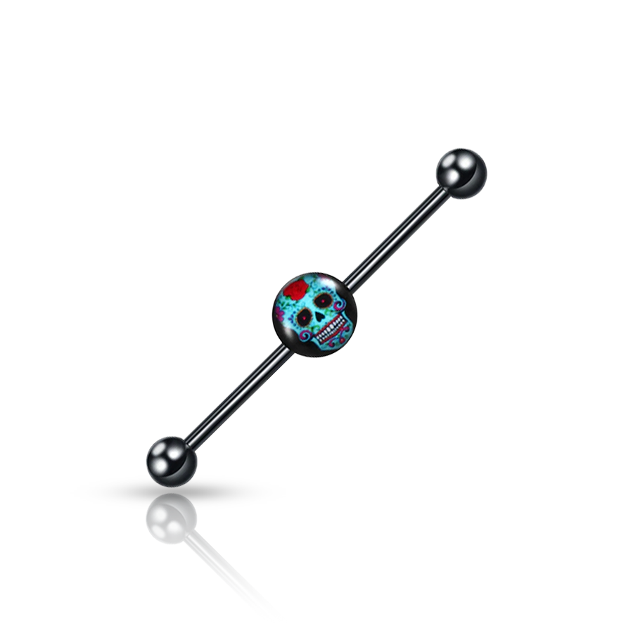 Mexican Skull Industrial Piercing