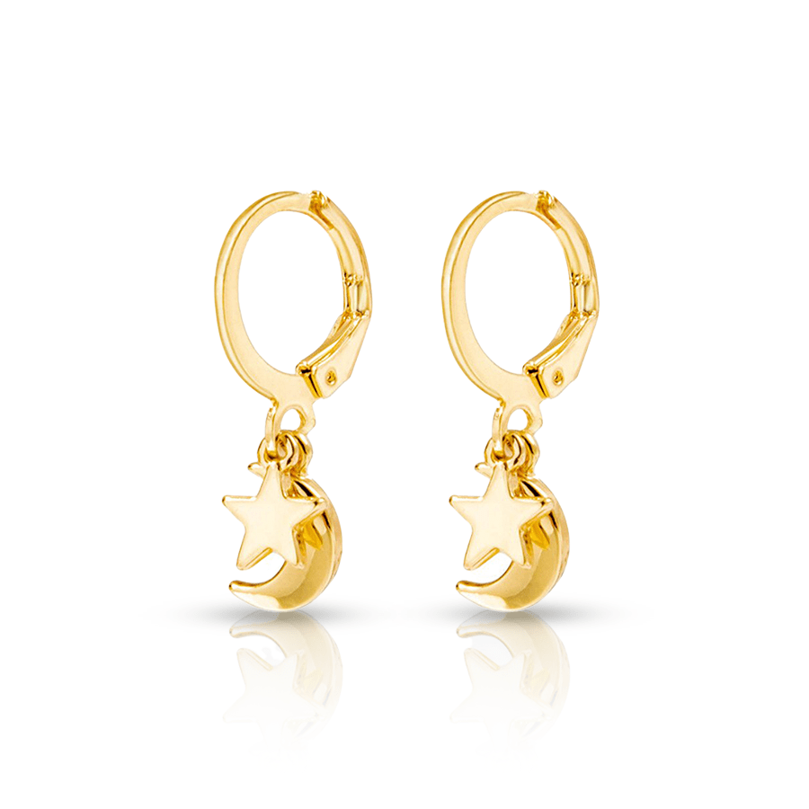 Moon Star Lobe Piercing Gold