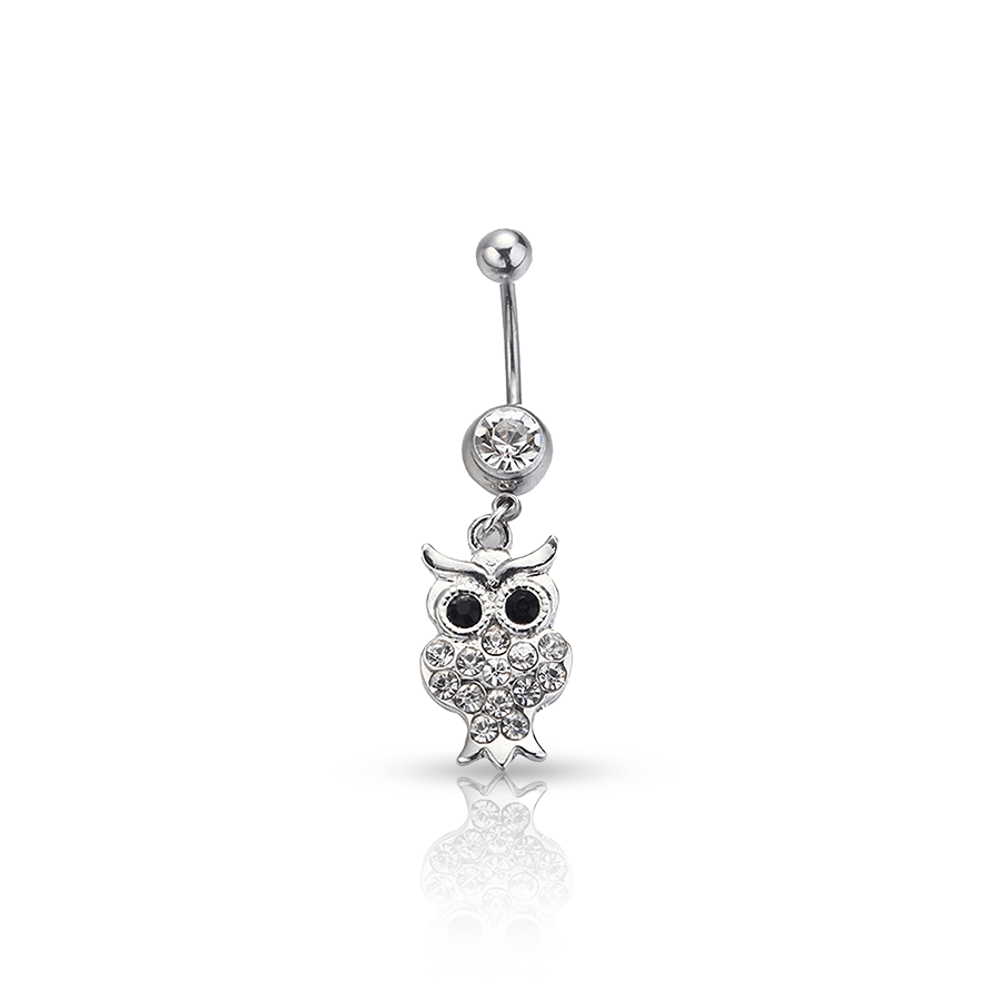 Owl Belly Button Piercing Silver