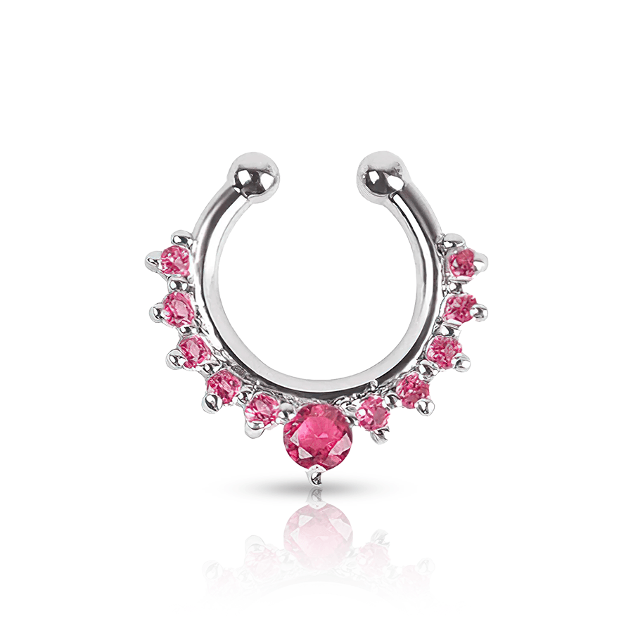 Peaks Diamonds Fake Nose Piercing Pink