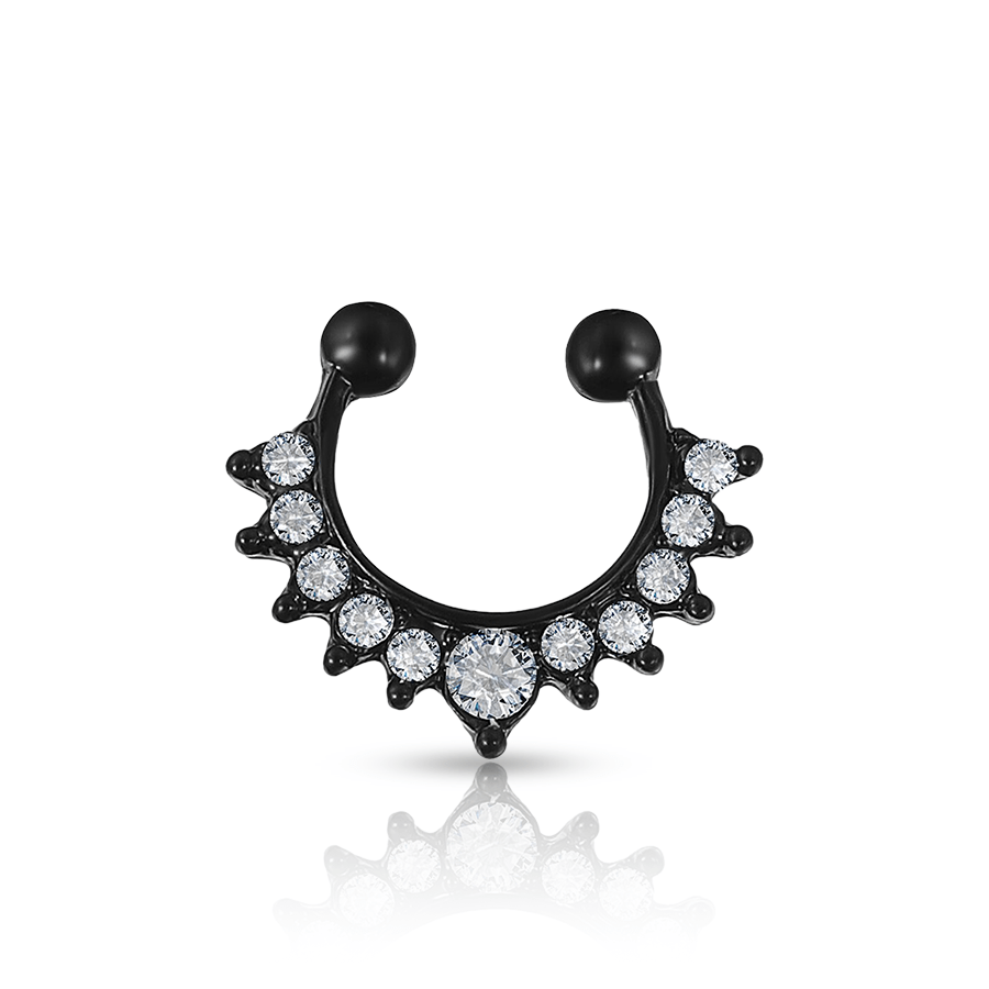 Peaks Diamonds Fake Nose Piercing Black