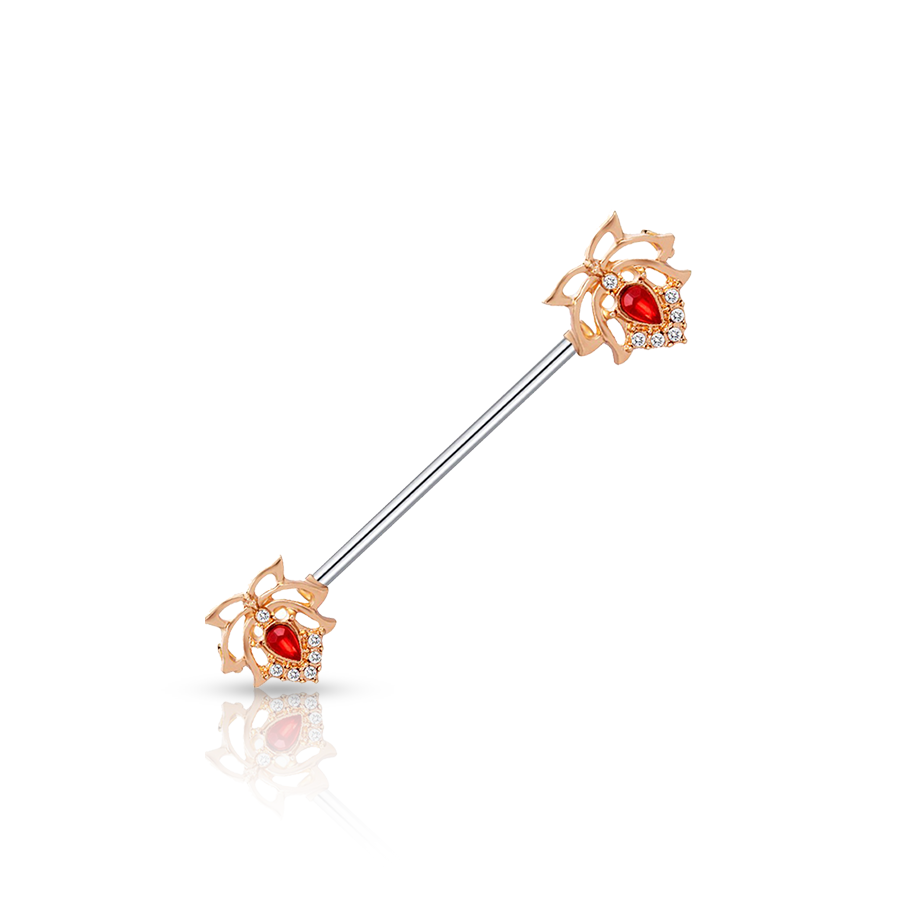 Pink Flower Nipple Piercing