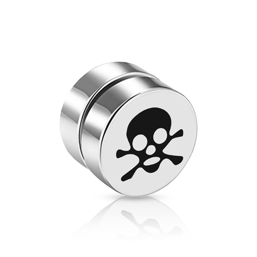Pirate Skull Fake Ear Plug White Unique