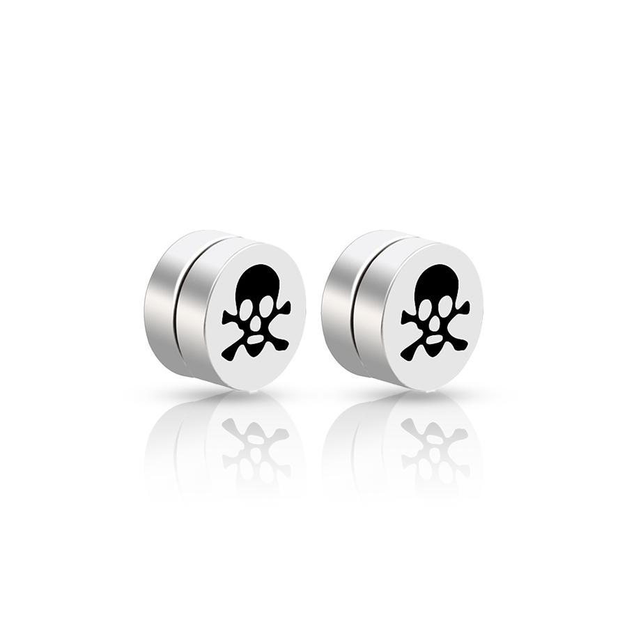 Pirate Skull Fake Ear Plug White Lot de 2