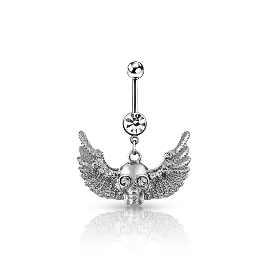 Rhinestone Skull Navel Piercing