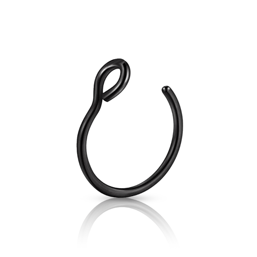 Ring Shape Fake Nose Piercing Black