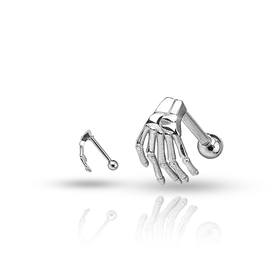 Skeleton Hand Eyebrow Piercing Silver