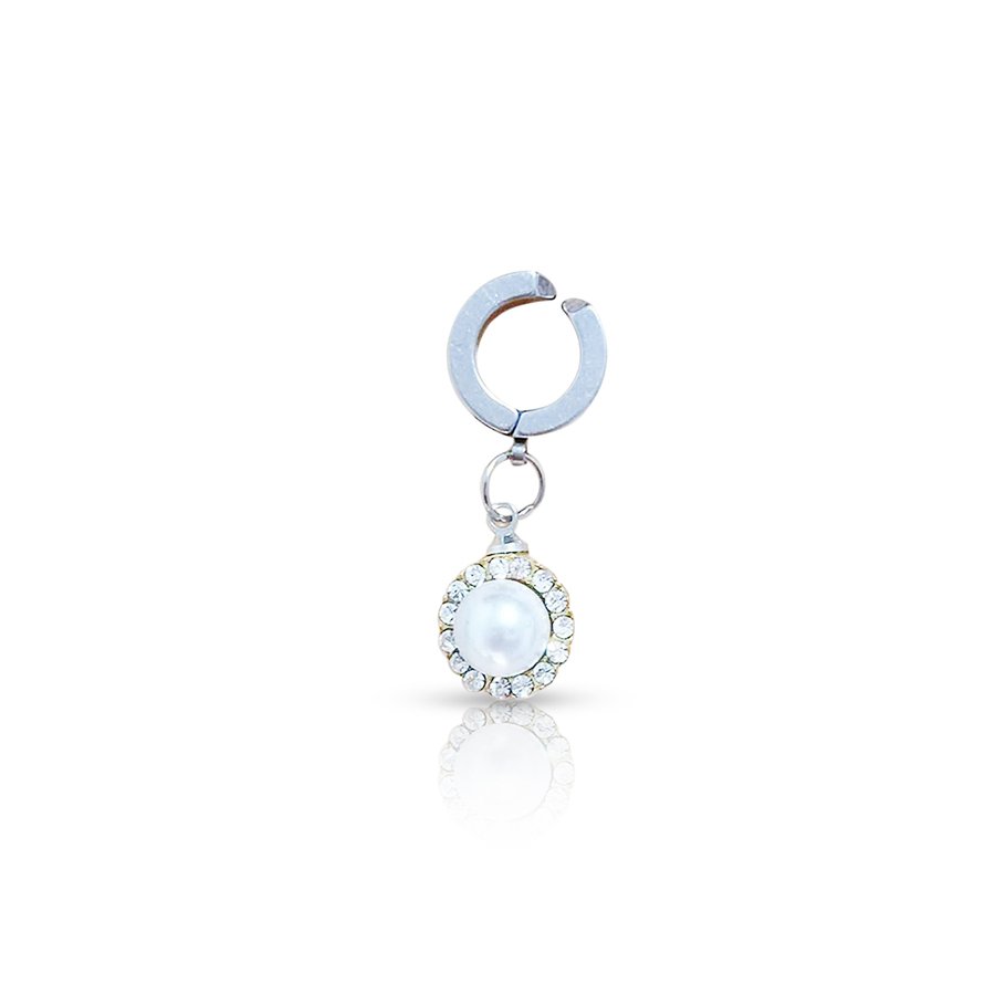 White Pearl Fake Belly Button Piercing