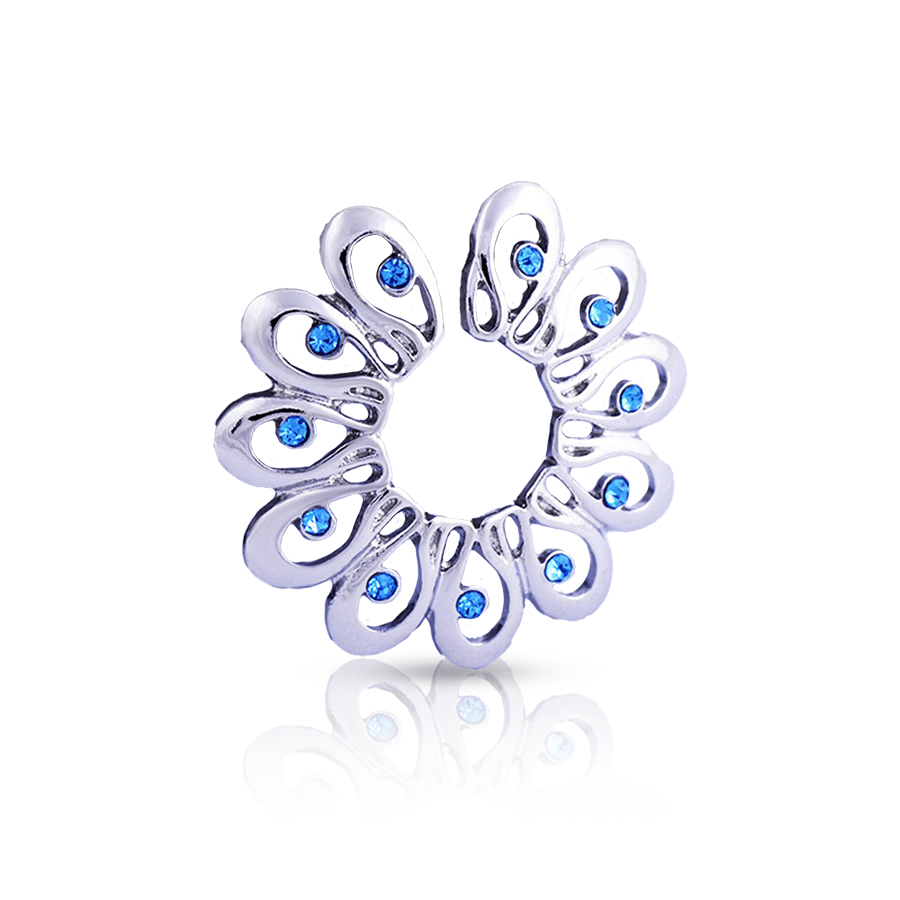 Woman Fake Niplle Piercing Blue