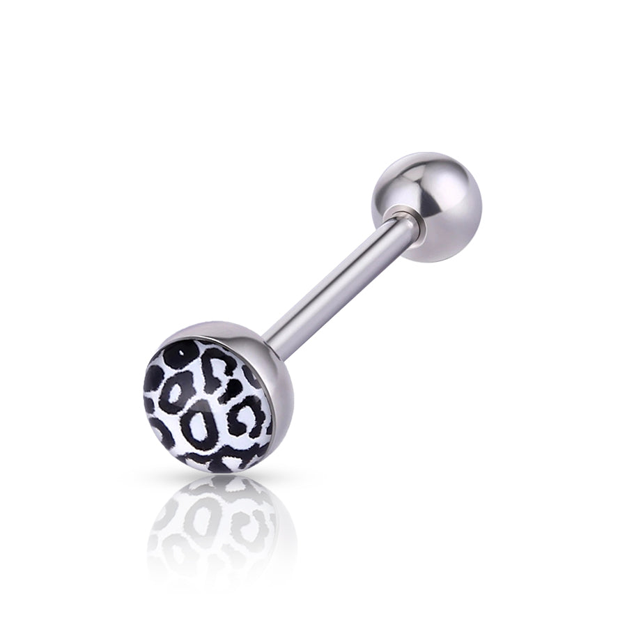 Zebra Tongue Piercing Silver