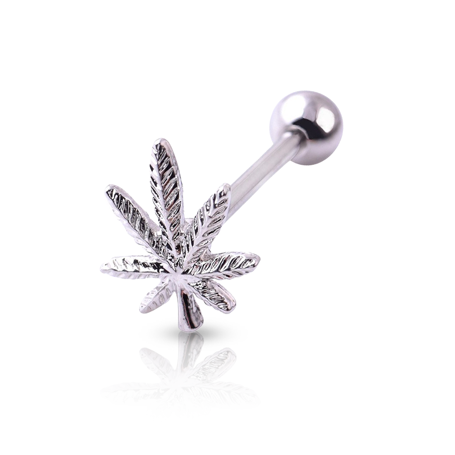 Pot Leaf Tongue Piercing