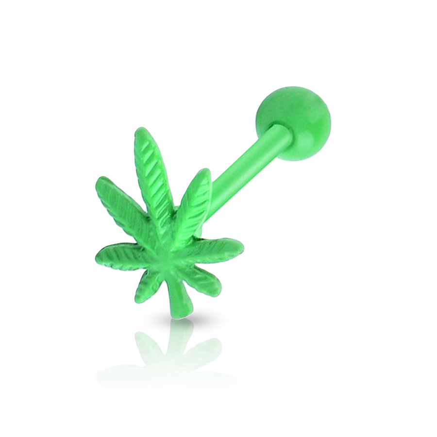 Pot Leaf Tongue Piercing