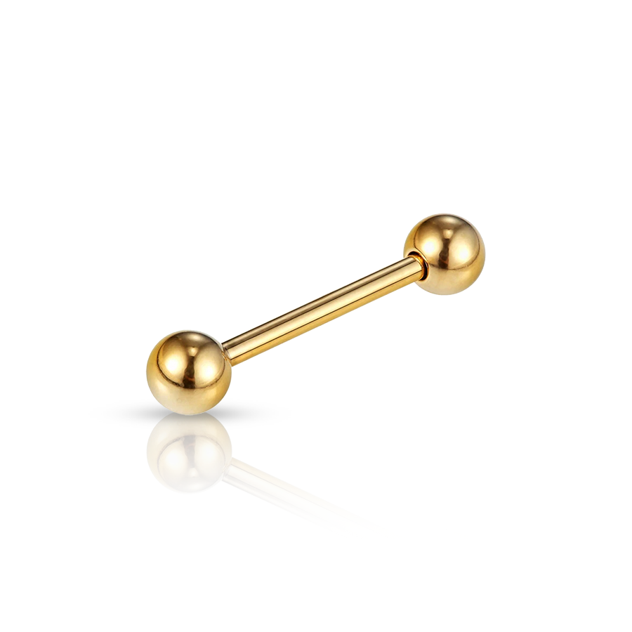 Two balls Tongue Piercing Gold