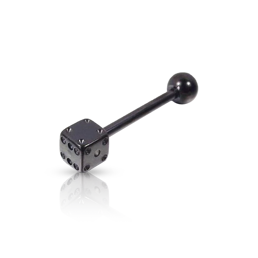 Steel Dice Tongue Piercing