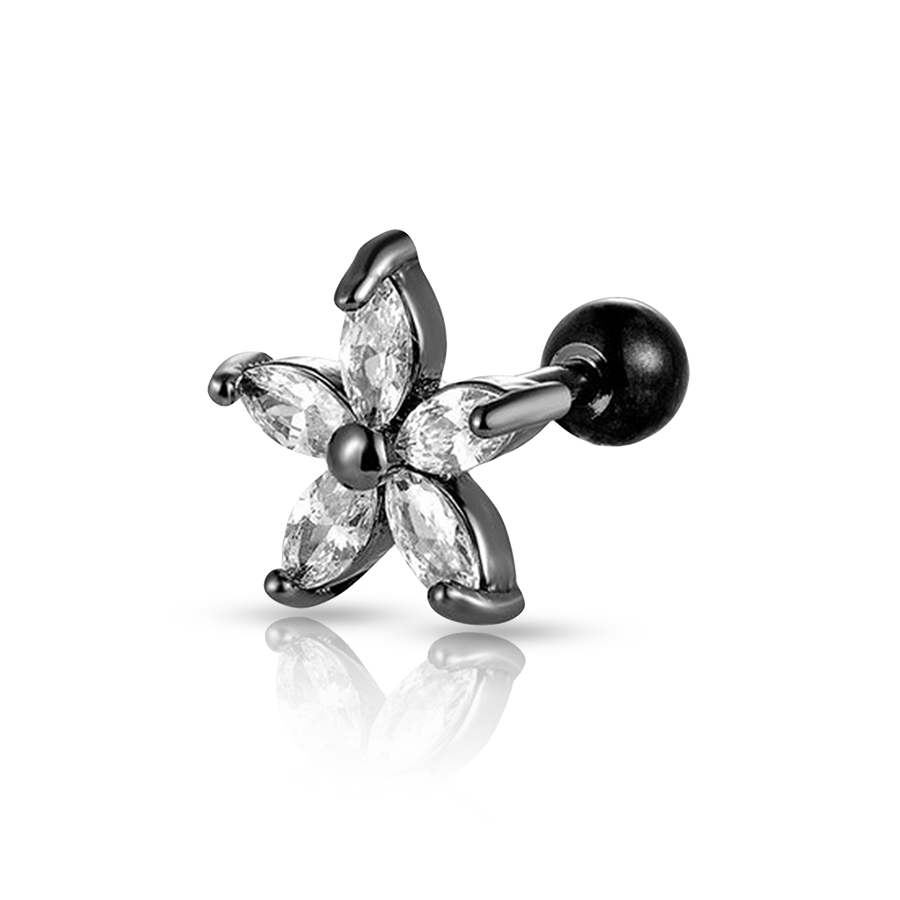 Flower Rook Conch Piercing Black