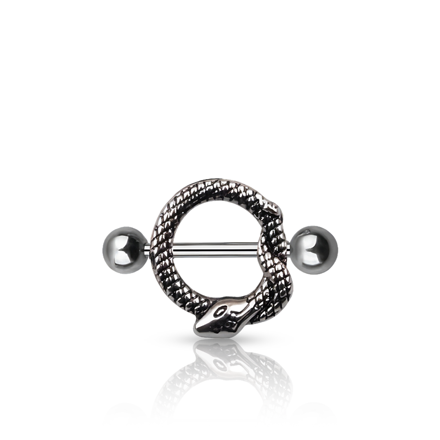 Silver Snake Nipple Piercing