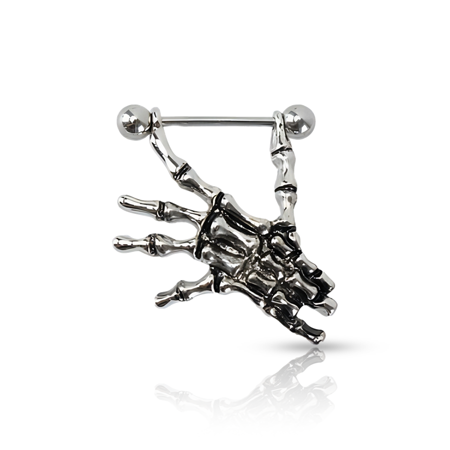 Hand Bone Nipple Piercing
