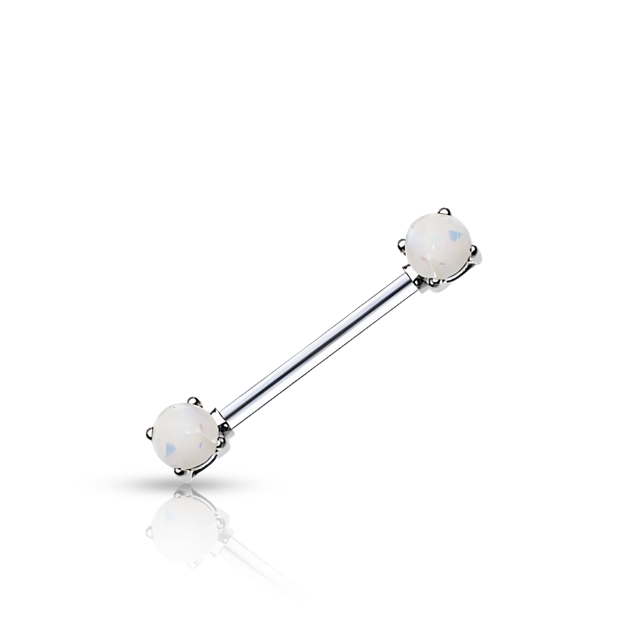 White Balls Nipple Piercing