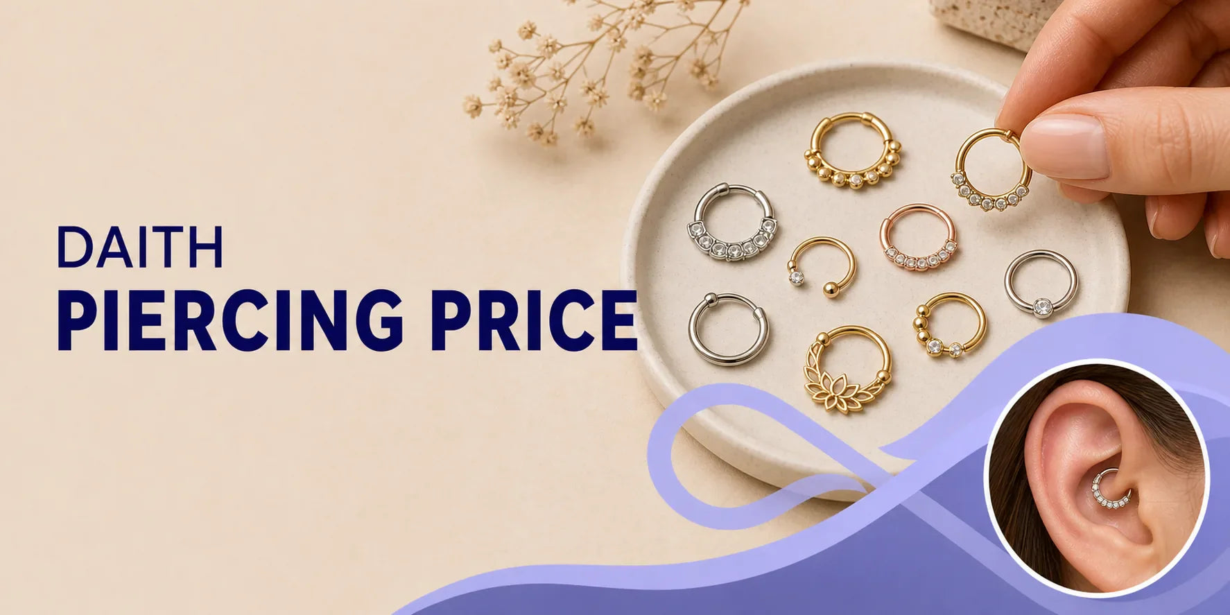 Daith piercing price guide banner for Infinite Piercing