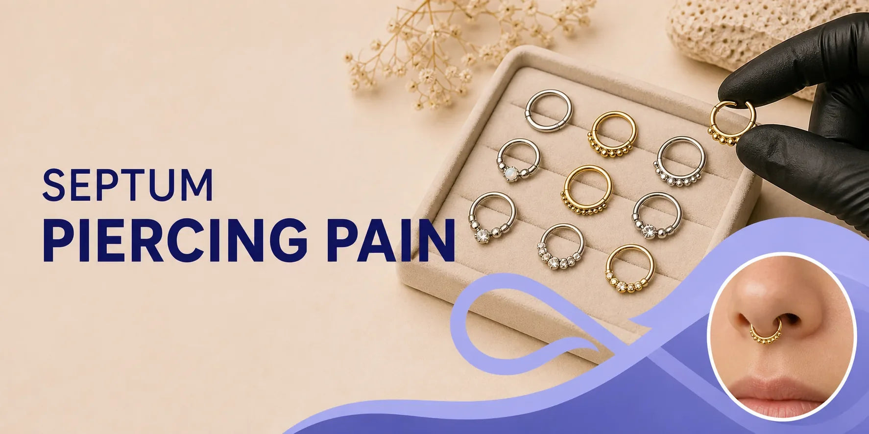 Person with a septum piercing showing the pain level of the piercing