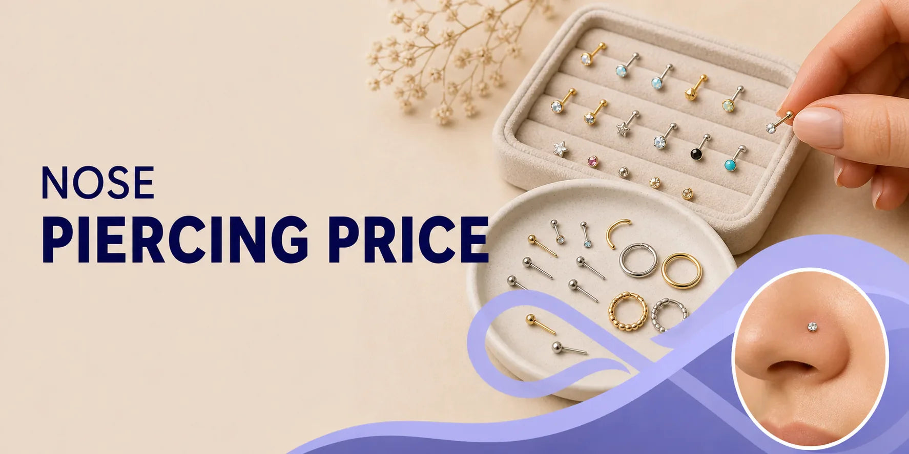 Nose piercing price guide banner for Infinite Piercing