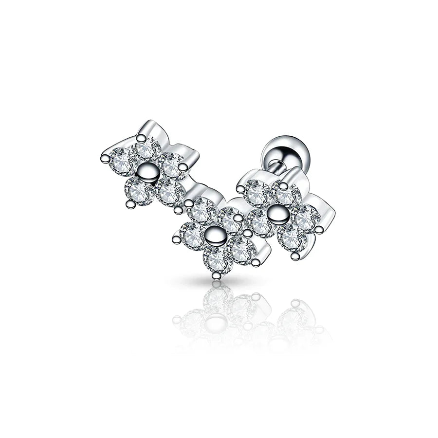Diamond Flowers Tragus Piercing